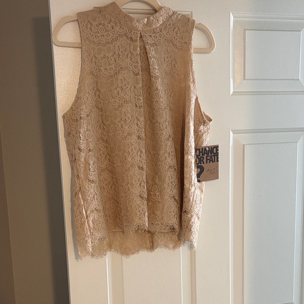 Chance or Fate Lace High-Neck Camisole in Blush Beige